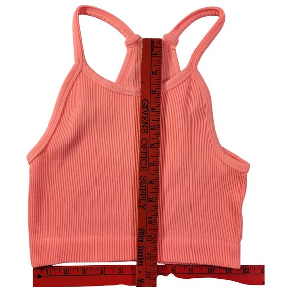 2 Tank Crop Tops Womens L/XL Halter-Style Straps Ribbed Zenana Coral Teal NEW - Picture 6 of 6